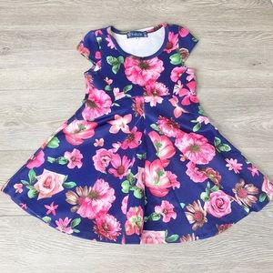 Kids Pink And Blue Floral Dress